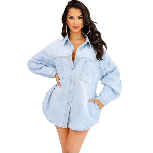 Factory direct sales  new multi-color European, American medium and long loose denim jacket women  jacket women