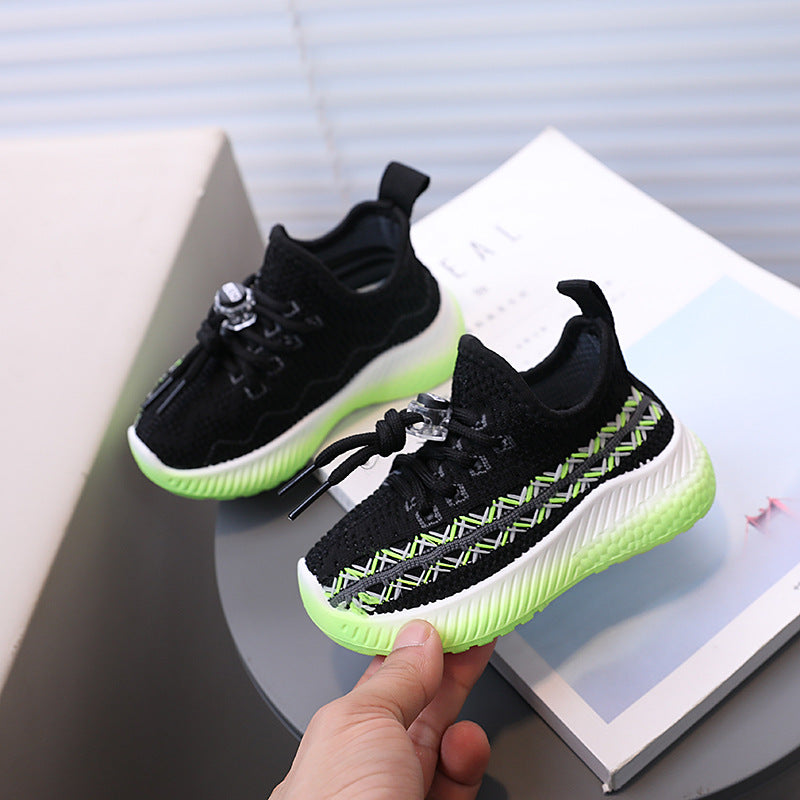 Clearance sale: kids' yeezy sneakers! boys' athletic shoes, breathable mesh sneakers, flyknit girls' casual shoes, soft-soled baby shoes