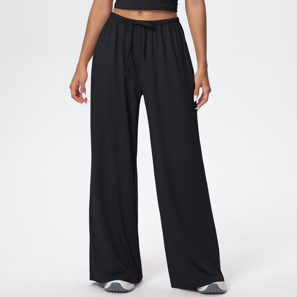 New arrival brushed yoga pants loosecasual drape wide leg flap pocket pants elastic drawstring running fitness sports pants