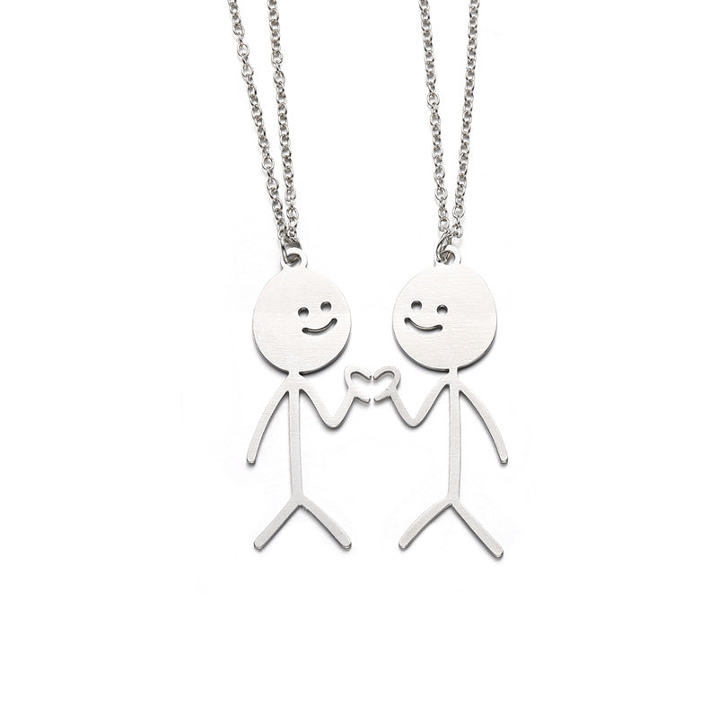 Wholesale alloy figurine pendants - european & american cross-border jewelry, niche high-end, unique couple anime layered necklaces for women