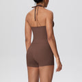 New arrival cross-border pure color brushed beautiful back strap halterhigh waist yoga clothes suit sports running fitness suit for women