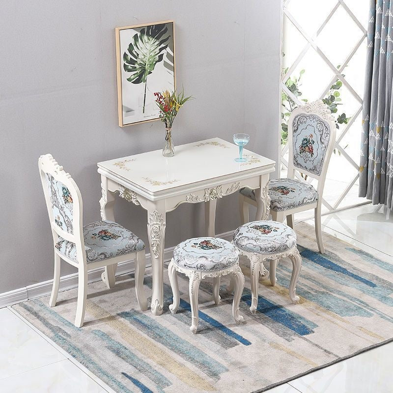 Dining table for home, small apartments, minimalist modern glass and solid wood folding rectangular dining table, european style dining table and chair set