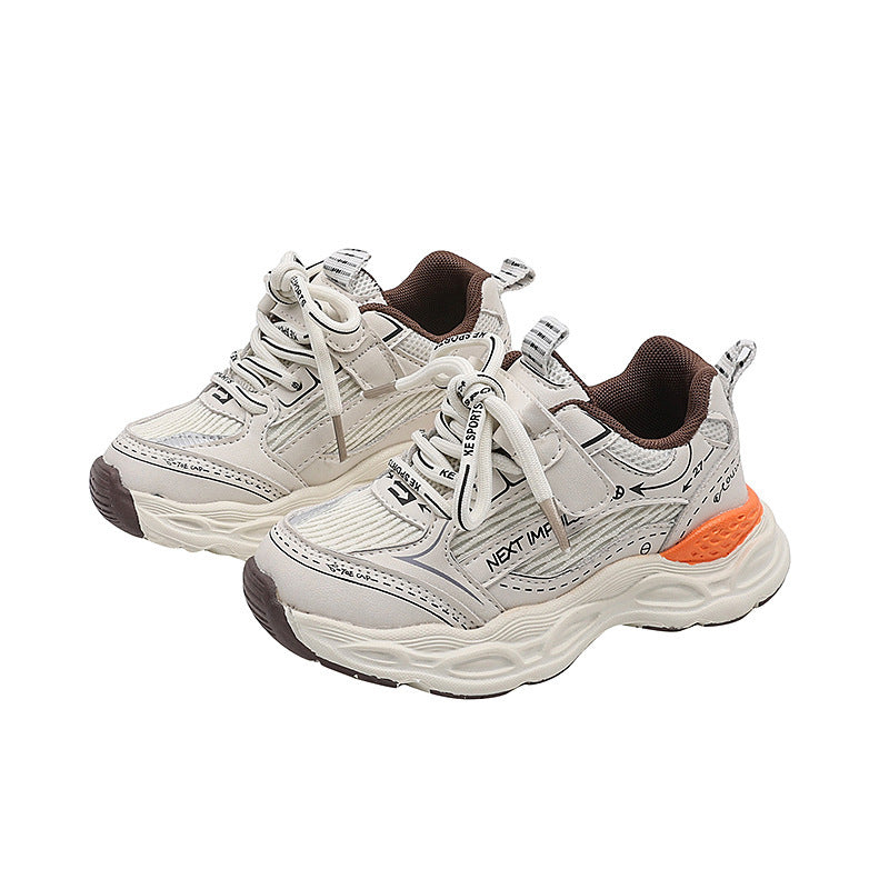 Vancahao girls' lightweight fashion sneakers,  spring/autumn new korean style kids' trendy running shoes, chunky sneakers