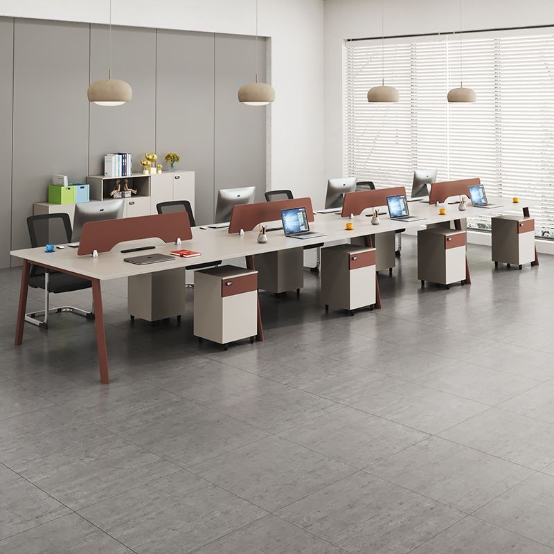 Minimalist modern screened desk with stool set - computer desk office furniture for employees and staff