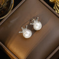 【set】bestselling titanium steel necklace for women, gold-plated copper pearl crown pendant, stud earrings, unique design, high-end jewelry set