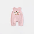Infant and toddler clothing, spring and autumn outfits, baby girl sets, cute cartoon strawberry overalls two-piece set with polka dot peter pan collar