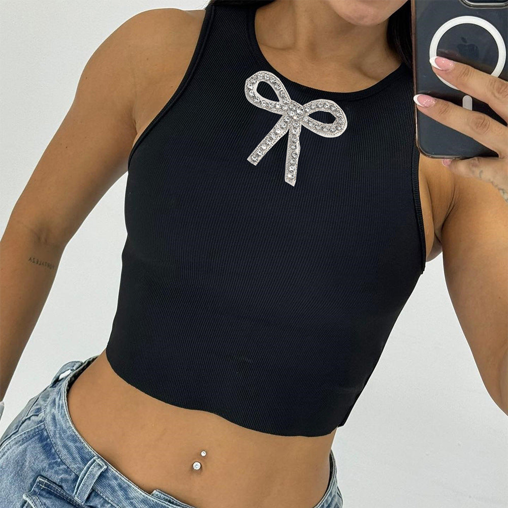 41304THG Freet 2024 Summer New Product Express Explosive Navel Slim Seam Drill European and American Small Vest Women