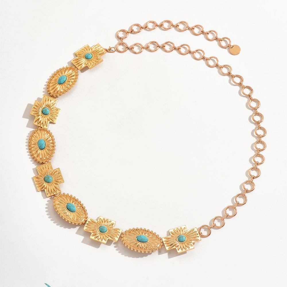 Bohemian waist chain wholesale - cross-border hot seller - faux turquoise belt accessories - light luxury high-end jewelry - women's body chain