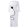 D612 european and american plus size elegant round neck 3d floral fashion ruffle hem bodycon dress - export quality