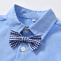 Boys' long-sleeve shirt and overalls set - perfect for performances, first birthday celebrations, and spring fashion!