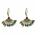 Bohemian green tassel crystal ear cuff earrings - fresh, unique design, perfect for vacation