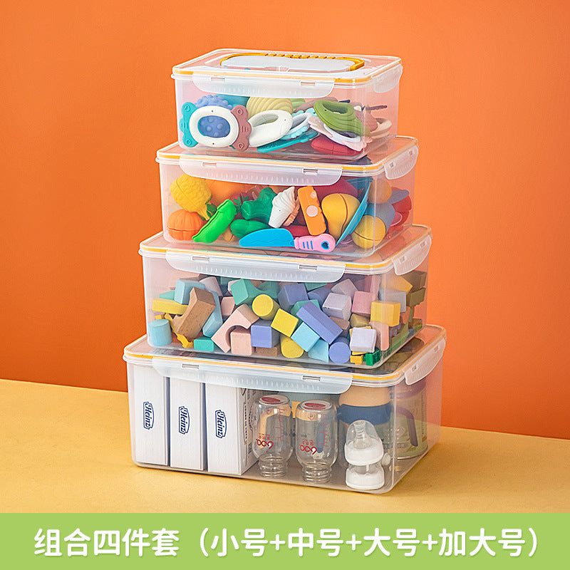 Children's toy storage box Plastic stackable high-capacity finishing box Household portable toy storage box with lid