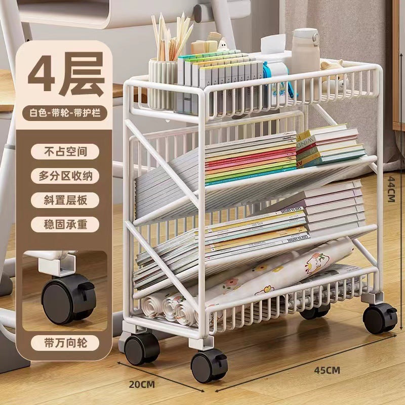 Classroom movable desktop bookshelf student textbook organizer floor storage rack children's home small bookshelf