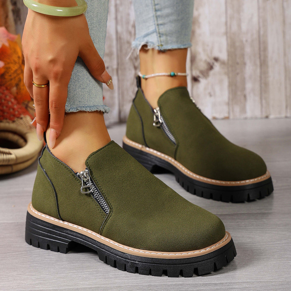 Amazon fashion cross-border plus size 35 to 43 fall and winter beautiful versatile thick heel suede side zipper fashion boots wholesale
