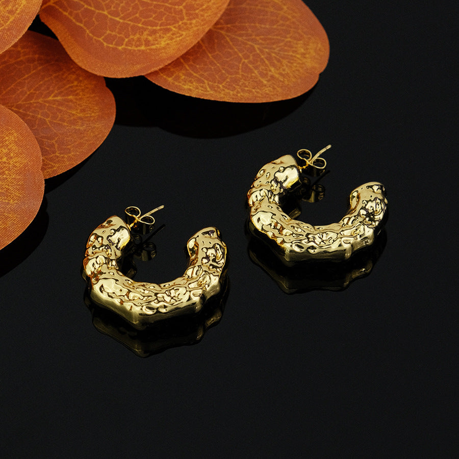 hot-selling golden classy exquisite exaggerated acrylic earrings c-shaped water drop threaded earrings heart earrings