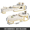 Exquisite gold frame tv stand set - snow mountain white