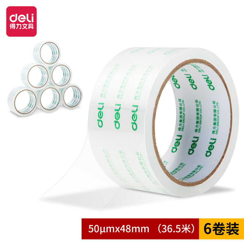 Deli transparent wide tape express packing tape 6cm large roll sealing tape sealing tape wholesale in large quantities of whole boxes