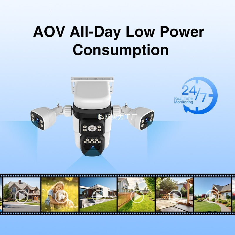 4G Kitty Hawk look O-KAM pro AOV solar camera three lens surveillance camera