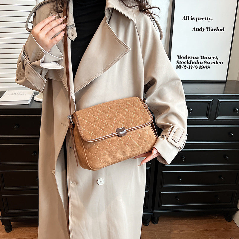 Retro brown fashion underarm bag women's new 2025 winter texture small square bag versatile single shoulder messenger bag bag