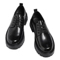 Genuine leather soft sole 5cm height increasing men's leather shoes - autumn thick sole waterproof non-slip casual men's sneakers - black formal shoes