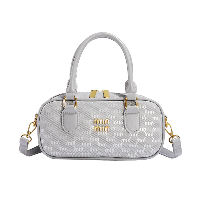 Retro portable bowling bag women's 2025 summer new niche printed pillow bag versatile fashion messenger bag