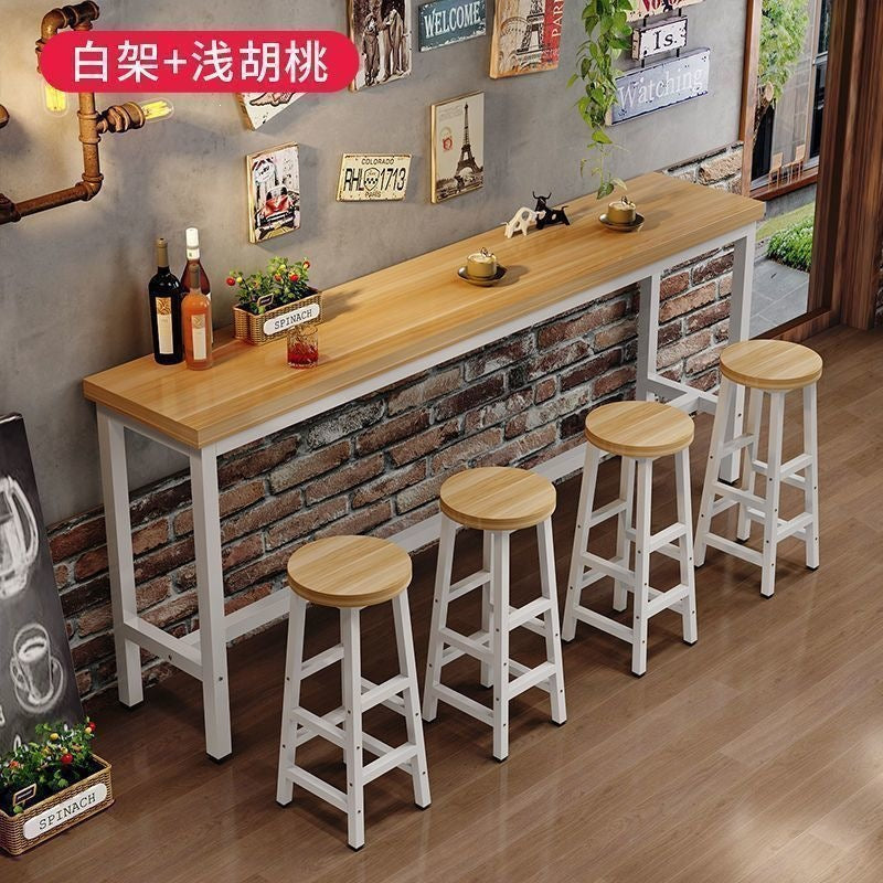 Factory direct industrial style bar table set - thickened composite board, steel frame, high-top bar table and stool combination