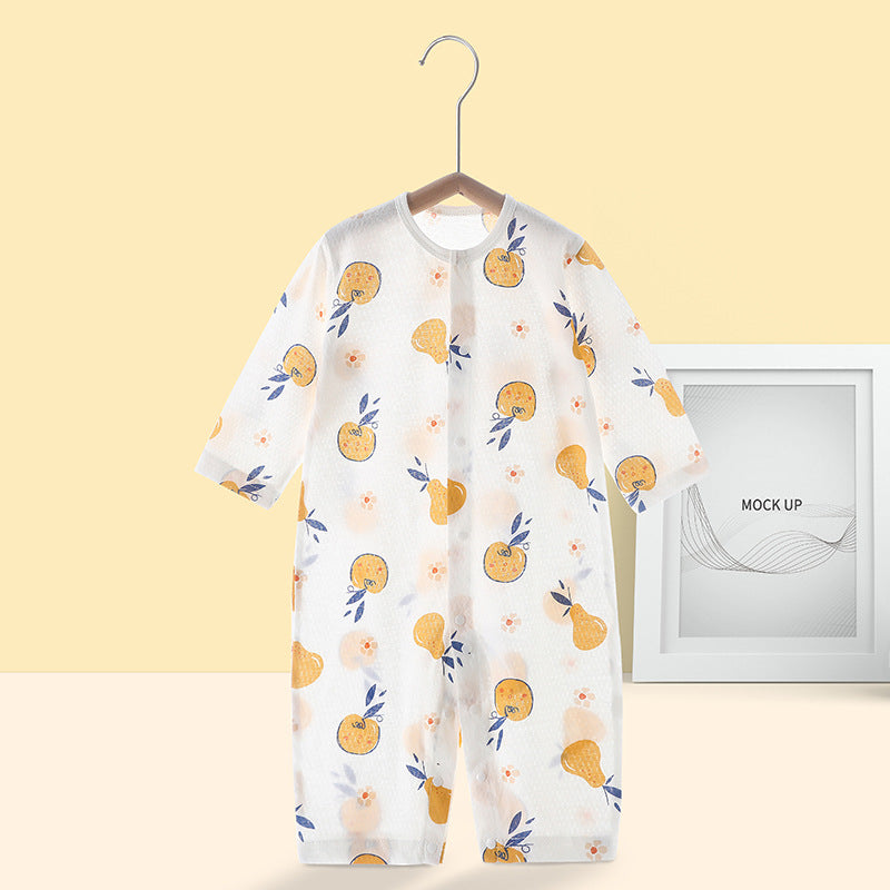 Baby rompers summer thin air conditioning suit baby pure cotton pajamas onesie newborn clothes long sleeve spring and summer outfit