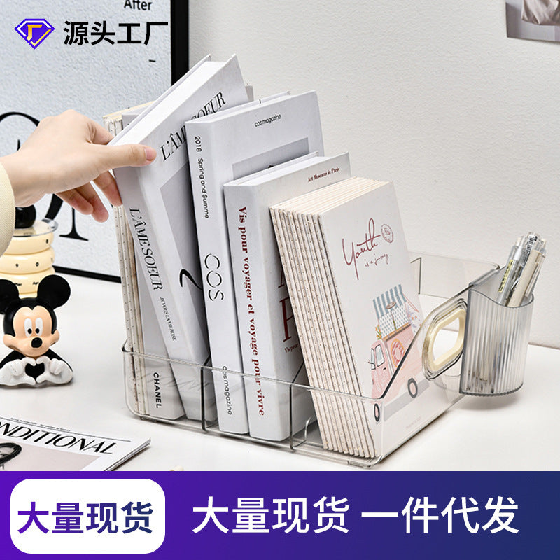 Bookshelf Desktop storage box Acrylic book desk storage box Stationery desk Student sorting box Bookshelf