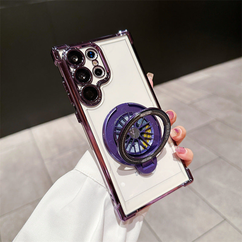 Suitable for samsung s26u/s25 decompression mobile phone case electroplated four corners anti-fall a37 fidget spinner magnetic holder case