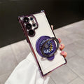 Suitable for samsung s26u/s25 decompression mobile phone case electroplated four corners anti-fall a37 fidget spinner magnetic holder case