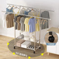 Clothes drying rack floor-standing thickened telescopic for home indoor and outdoor storage rack balcony single and double pole clothes hanger