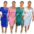 New arrival   cross-border export lace patchwork dress african women's plus size midi skirt finished