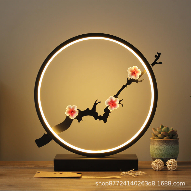 New chinoiserie table lamp bedroom bedside lamp zen ornaments wedding girl lotus creative gift home remote control lotus