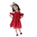 New girls' summer dress : stylish off-the-shoulder sundress for baby girls, princess-style children's formal dress