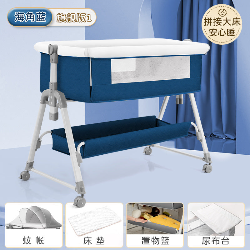 Baby crib baby rocking bed patchwork large bed kids multifunctional foldable adjustable bb newborn toddler cradle bed