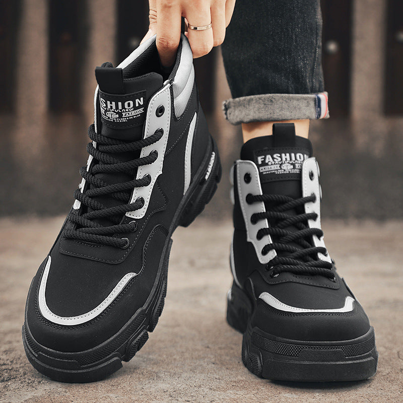 High-top boots men's shoes springnew arrival breathable workwear shoes men's shoes easiest for match british stylethick sole rhubarb boots