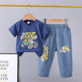 Boys' summer outfit  new style baby summer clothes wholesale off-road car trendy two-piece set for mid-to-large children