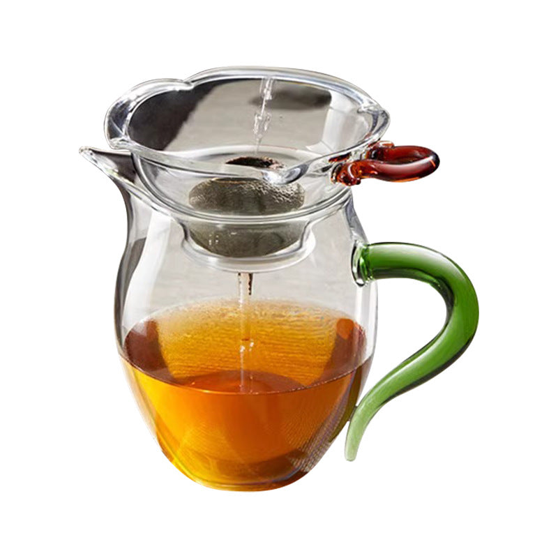 Glass fair cup with handle and filter fair cup glass thickened heat-resistant kung fu tea set tea drain set tea set
