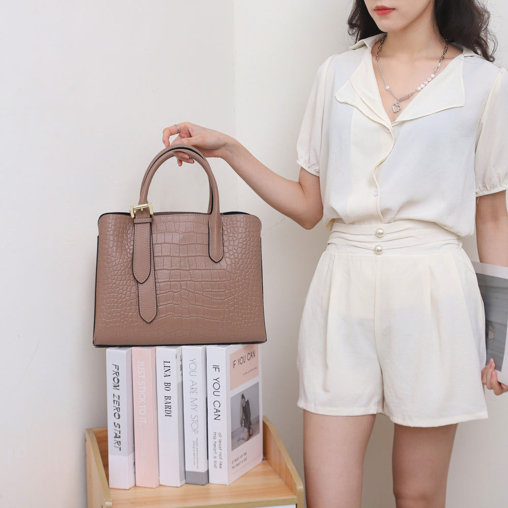 Genuine leather women's shoulder bag - premium crocodile-embossed tote bag for women, new 2024 collection, versatile and stylish crossbody bag