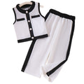Baby clothing kids set children outfit white vest + pants two-piece set