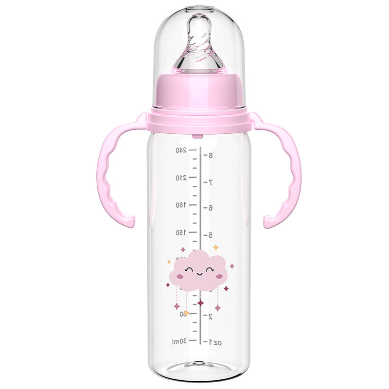 English boxed baby bottle baby anti-choking and anti-flatulence bottle newborn with handle anti-drop pp label mouth bottle