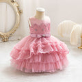Ready-to-ship new girls' evening gown double-layer wedding cake princess dress first birthday party dress kids dress