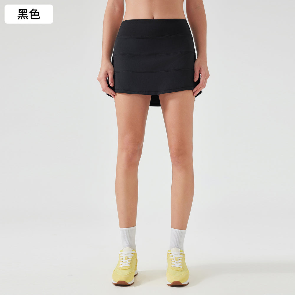 Women's active skirt - quick-dry, breathable tennis skirt with back pockets, faux two-piece design, anti-exposure yoga & fitness mini skirt d25014