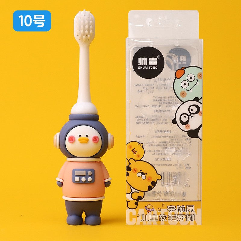 Boxed children's toothbrush cartoon baby cartoon astronaut soft bristle toothbrush 3-12 years old baby oral cleaning