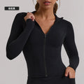 European and american new long-sleeve cardigan yoga top, women's activewear workout jacket, tummy control shaping top, outdoor casual wear