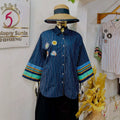 European and american cross-border women's fashion:  summer new arrival - stylish and elegant turn-down collar, loose fit, plus size, striped patchwork shirt top