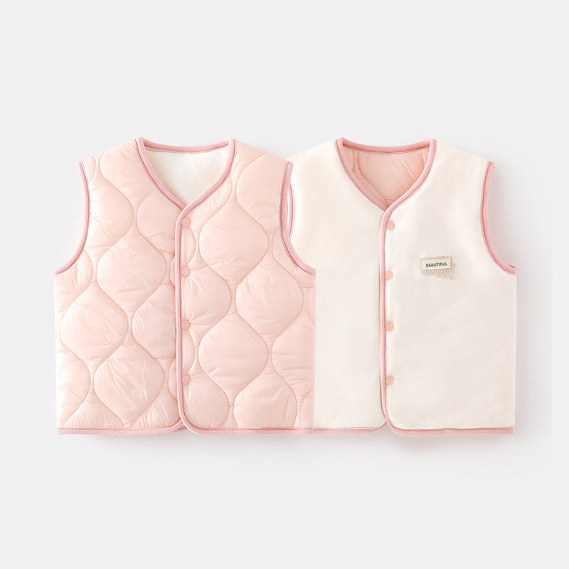Babylon baby vest belly vest baby reversible autumn and winter style quilted kids vest vest imitation down