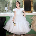 Ready-to-ship, cross-border bestseller: high-end girls' formal dress, long, full skirt with mesh paneling, floral princess dress for girls