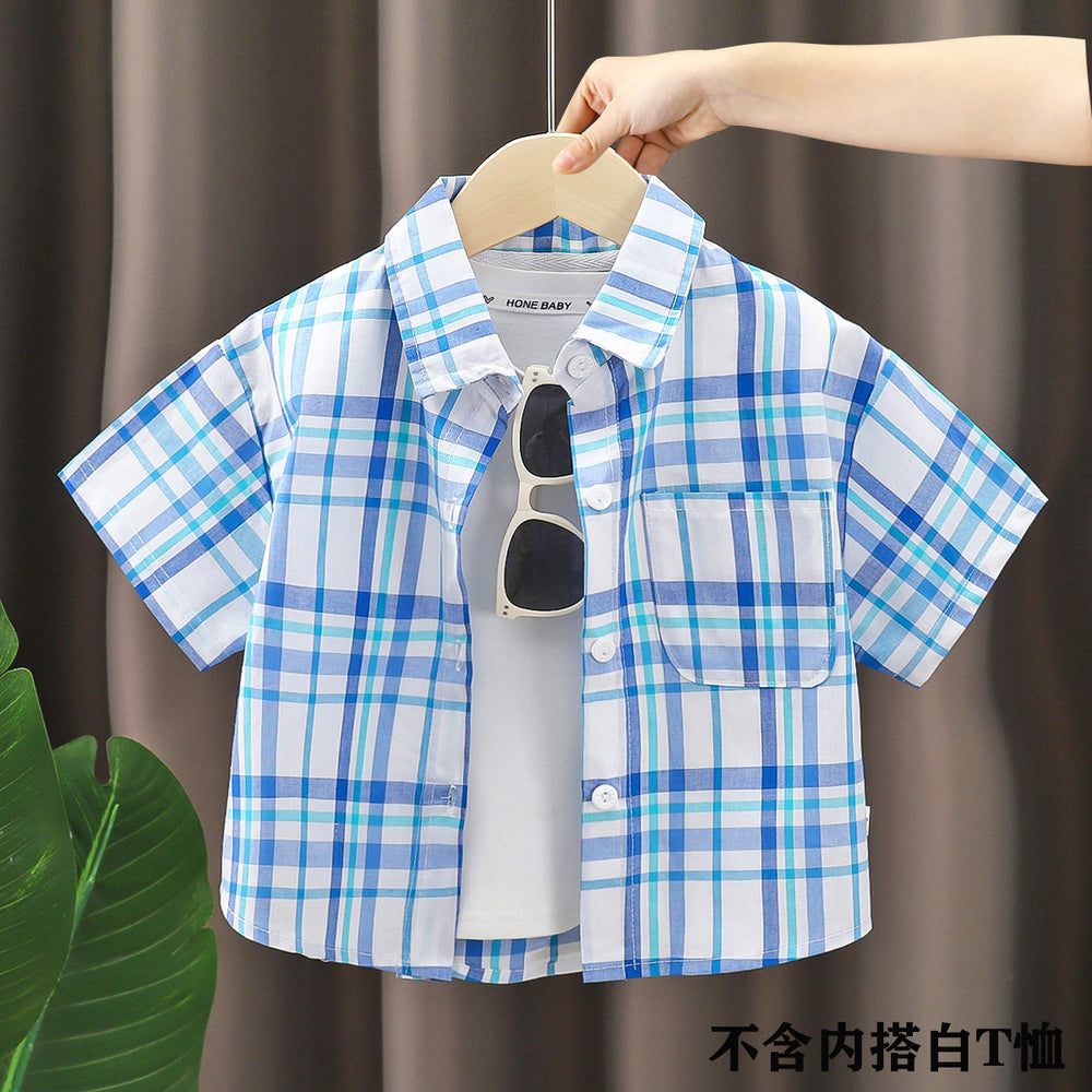 Kids' shirts: new  styles for boys - stylish cotton plaid shirts for spring and autumn. fashionable turn-down collar cardigans for toddlers and young children