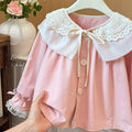 Korean style  spring/autumn new girls' blouse - ruffle collar shirt, trendy and chic, versatile outerwear for baby girls